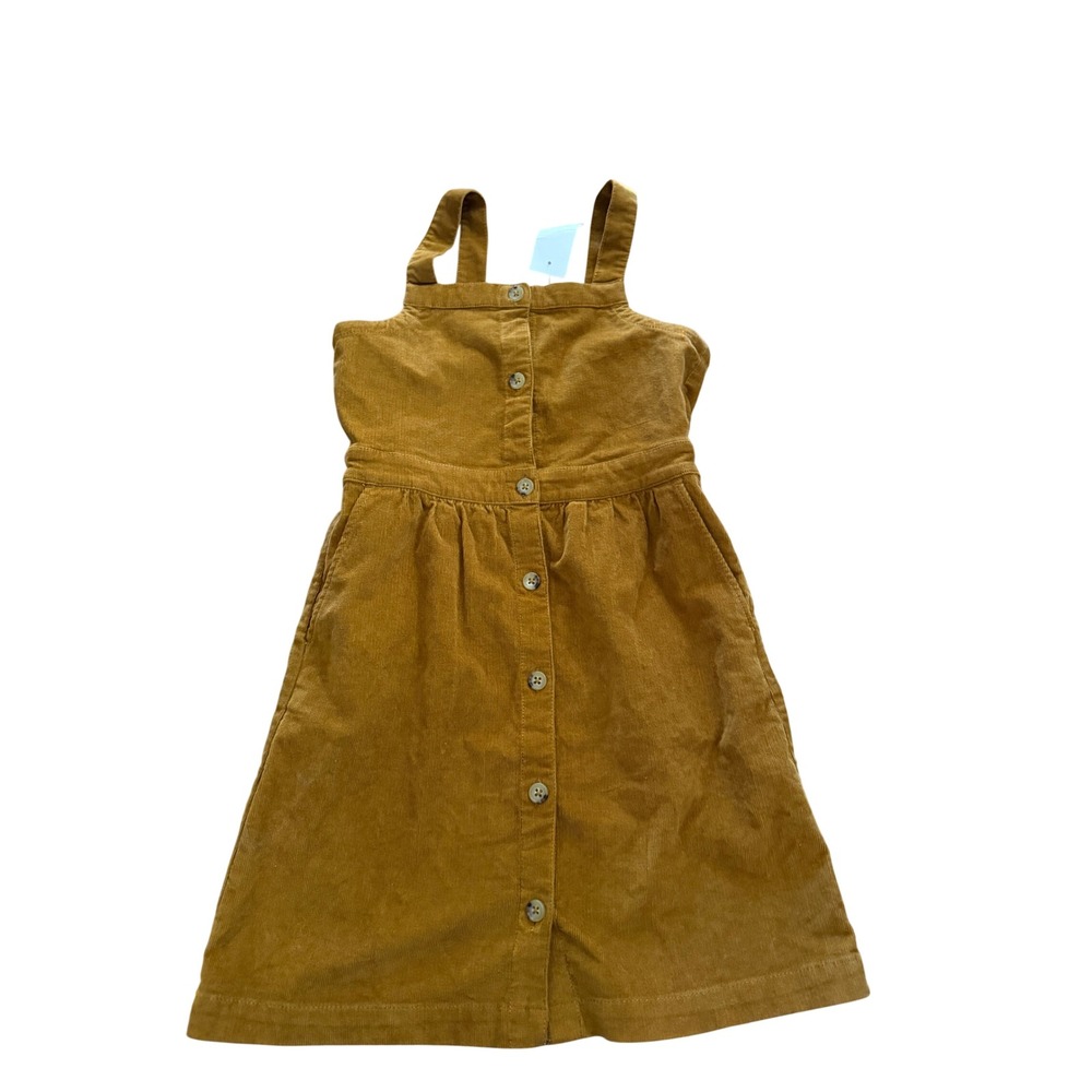 Crewcuts Girls Mustard Yellow Corduroy Button Front Pinafore Dress Size 10 NWT